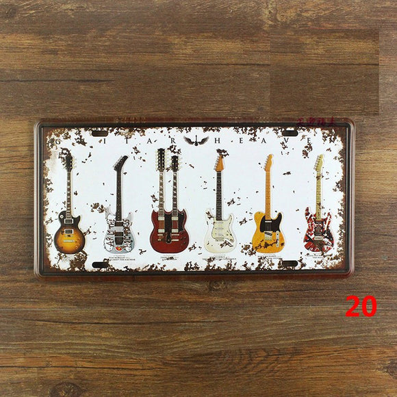 Vintage Guitar Tinplate Wall Art