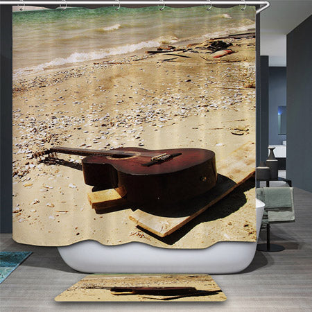 Retro Music Inspired Shower Curtain