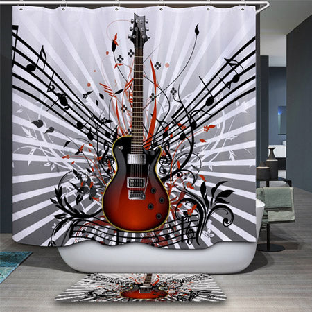 Retro Music Inspired Shower Curtain
