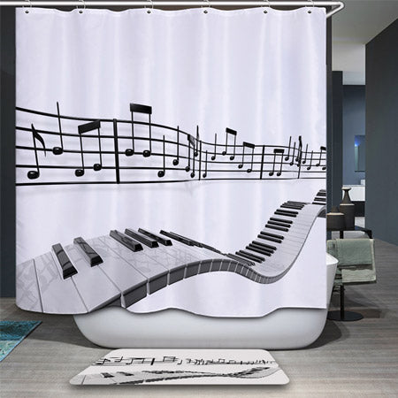 Retro Music Inspired Shower Curtain